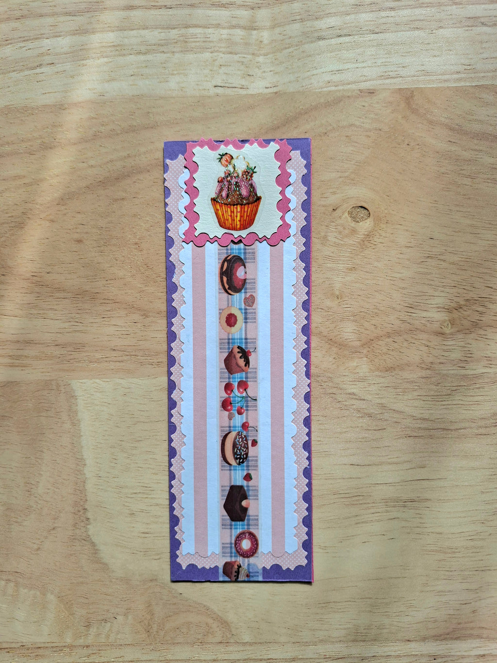 Purple & Pink Cupcake Bookmark for Dessert Lovers